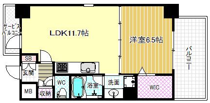 レジデンス西梅田(1LDK/3階)の間取り写真