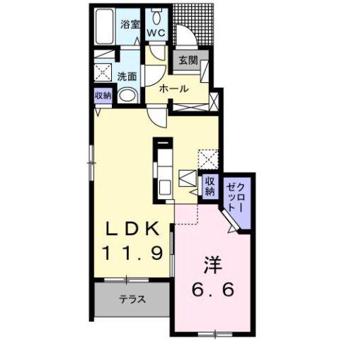 イルミナール(1LDK/1階)の間取り写真