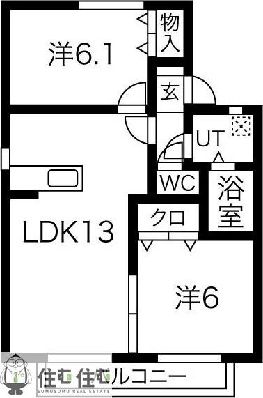 サン・ヒルズ C棟(3DK/2階)の間取り写真