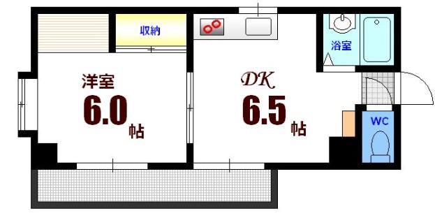 ハイタウン榎町(1DK/6階)の間取り写真