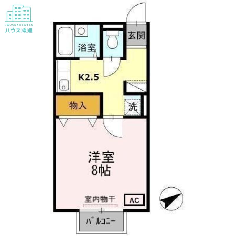 プレミール水主町A(1K/2階)の間取り写真