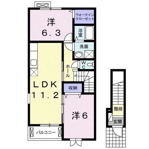 セントラル アバンツァート A(2LDK/2階)の間取り写真