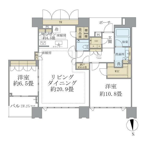 ドゥ・トゥール(2LDK/52階)の間取り写真