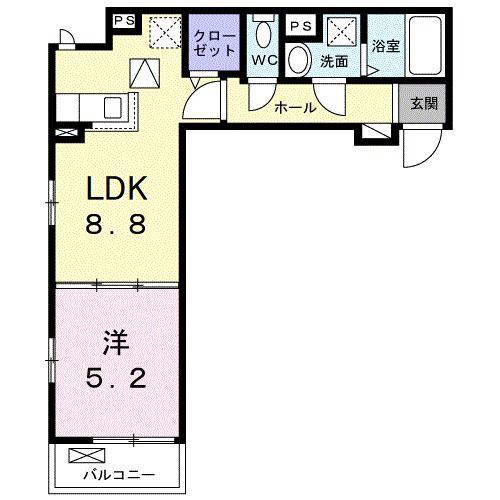 メゾンルミネ 中町(1LDK/1階)の間取り写真