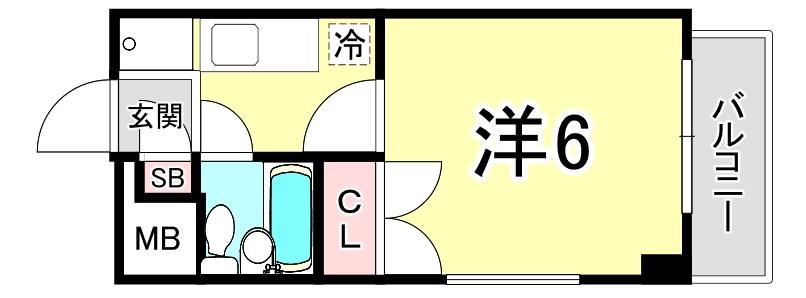 メゾンスリーエイト園田(1K/3階)の間取り写真