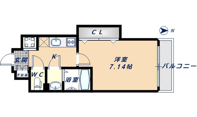 ラグゼ布施駅前(1K/7階)の間取り写真
