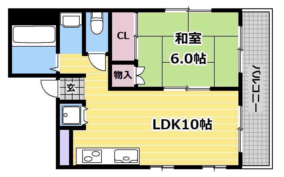 星野ビル(1LDK/5階)の間取り写真
