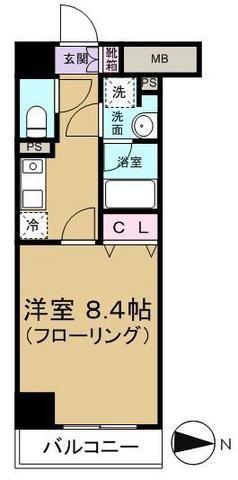 セリーンコート高野台(1K/4階)の間取り写真