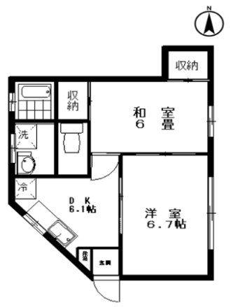 第6二葉ハイツ(2DK/1階)の間取り写真