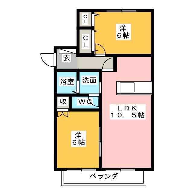 フローレンスII(2LDK/1階)の間取り写真