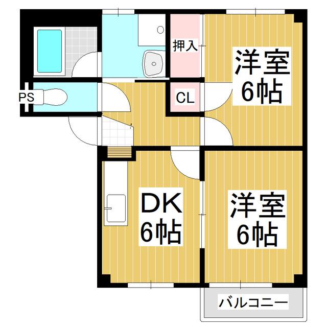 サープラスリール(2DK/1階)の間取り写真
