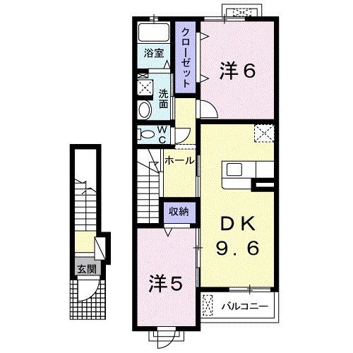 ラ フェーリア(2DK/2階)の間取り写真