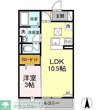 トレビナ武蔵野(1LDK/1階)の間取り写真