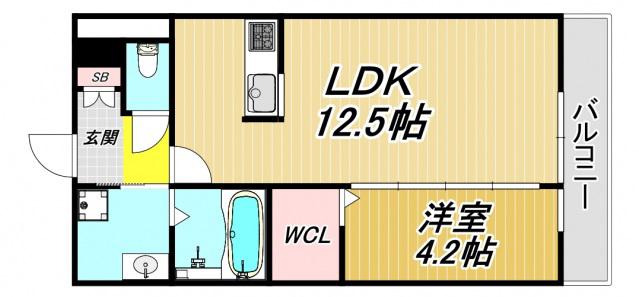 プランドール(1LDK/2階)の間取り写真