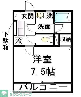 ヴィオーレ(1K/1階)の間取り写真