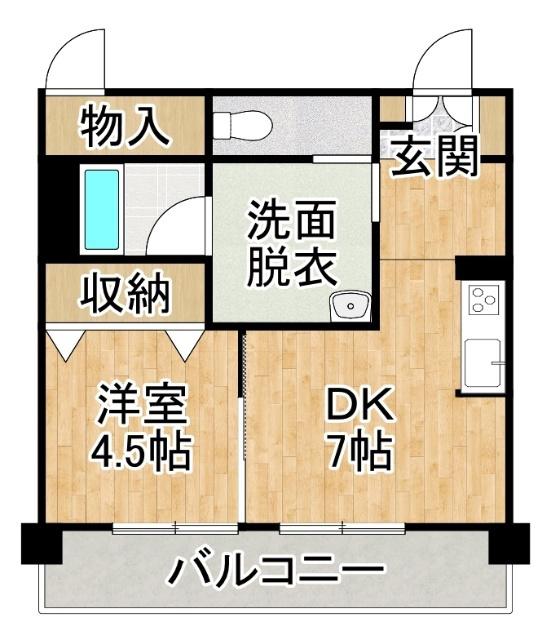 型有料老人ホームすずらん(1DK/3階)の間取り写真