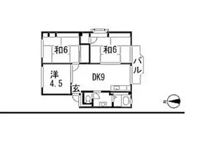 トミール小名路B棟(3DK/2階)の間取り写真