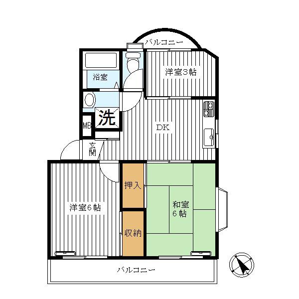中島マンション(3DK/3階)の間取り写真