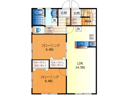 フローラルガーデン聖蹟II(2LDK/2階)の間取り写真