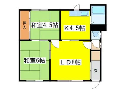 中岡マンション(2LDK/1階)の間取り写真