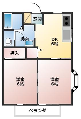 ハイツ四季(2DK/1階)の間取り写真