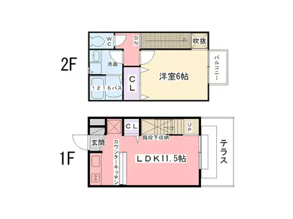 エルフローラ津門(1LDK/1階)の間取り写真