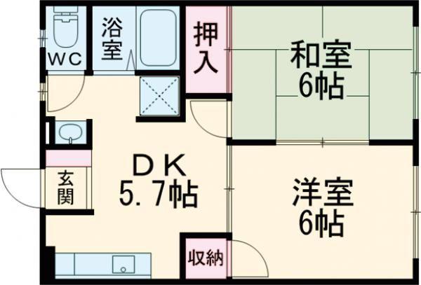 リベルテ白石 A棟(2DK/1階)の間取り写真