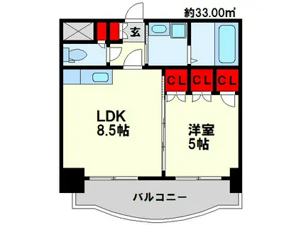ロイヤルセンターBLD(1LDK/10階)の間取り写真