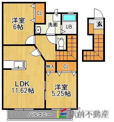 IMAGINE HOUSE(2LDK/2階)の間取り写真