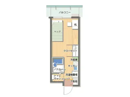 神戸女子学生会館(ワンルーム/10階)の間取り写真
