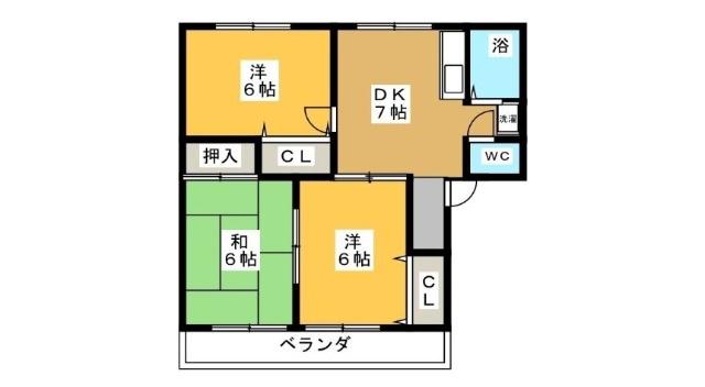 吉野ハイツ(3DK/1階)の間取り写真