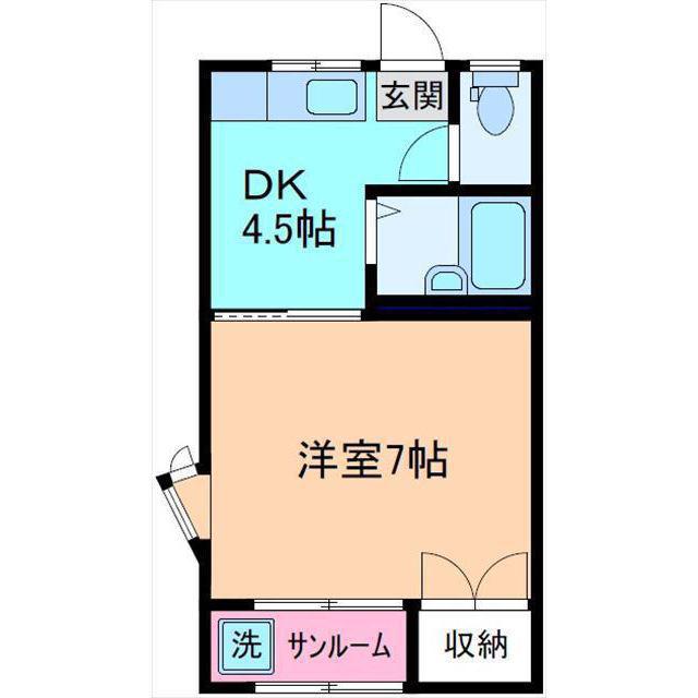 カームハイツ(1DK/2階)の間取り写真