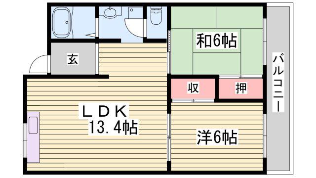 津田ビル(2LDK/2階)の間取り写真