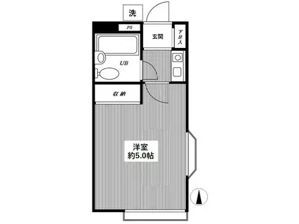 ペアパレス大泉(1K/1階)の間取り写真