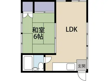 磯部ビル(1LDK/2階)の間取り写真
