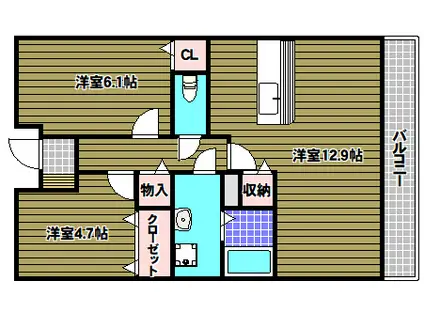 Kハーモニー和泉(2LDK/3階)の間取り写真