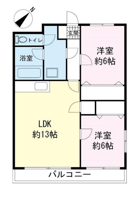 メゾンデンベイΑ(2LDK/3階)の間取り写真