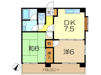 日宝コートヒルズ洋光台Ⅳ(2DK/2階)の間取り写真