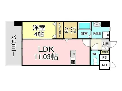 KSK青葉コアプレイス(1LDK/4階)の間取り写真