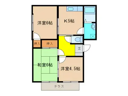 フレグランス北神戸G棟(3K/2階)の間取り写真