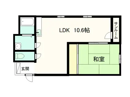 岡崎マンション(1LDK/2階)の間取り写真