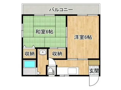 サウスタウンハイツ(2K/2階)の間取り写真