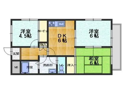 コーポグローバル II(3DK/2階)の間取り写真