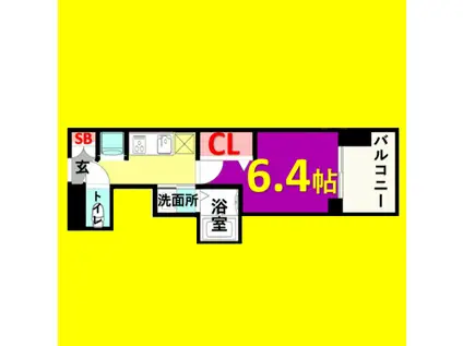 エステムコート名古屋平安通クチュール(1K/6階)の間取り写真