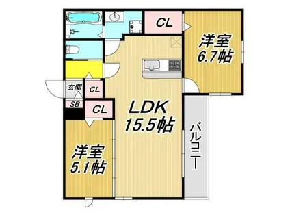 M&R AIKI(2LDK/3階)の間取り写真