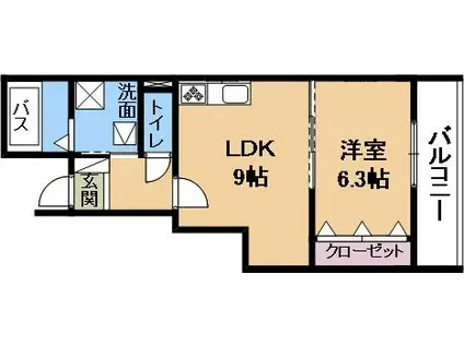 ウエストコミタリアI(1LDK/1階)の間取り写真