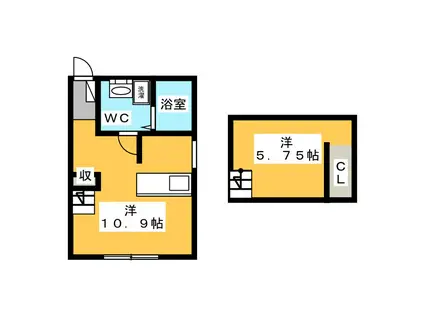 プリマ高麗川 壱番館(ワンルーム/1階)の間取り写真