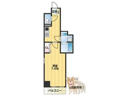オリエントレジデンス門真栄町(1K/3階)の間取り写真