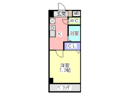 ソレイユ東海通(1K/3階)の間取り写真