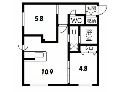 RESIDENCE SHINMEI MARUYAMA(2LDK/2階)の間取り写真